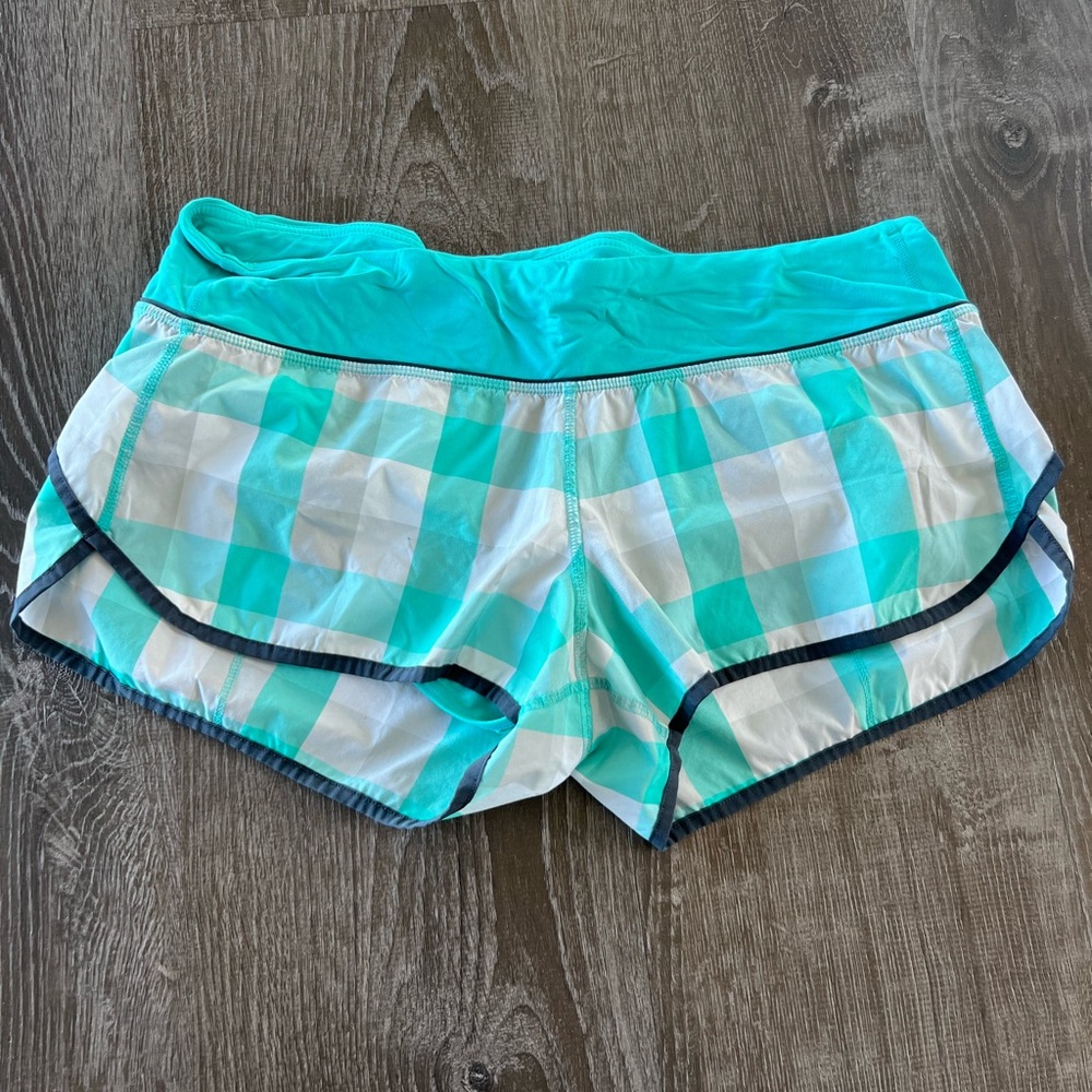 Lululemon Speed Short, checkered teal